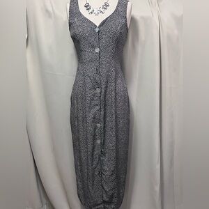 Decked Out Black & Cream Button-Down Dress – Sleeveless with Checkered Back